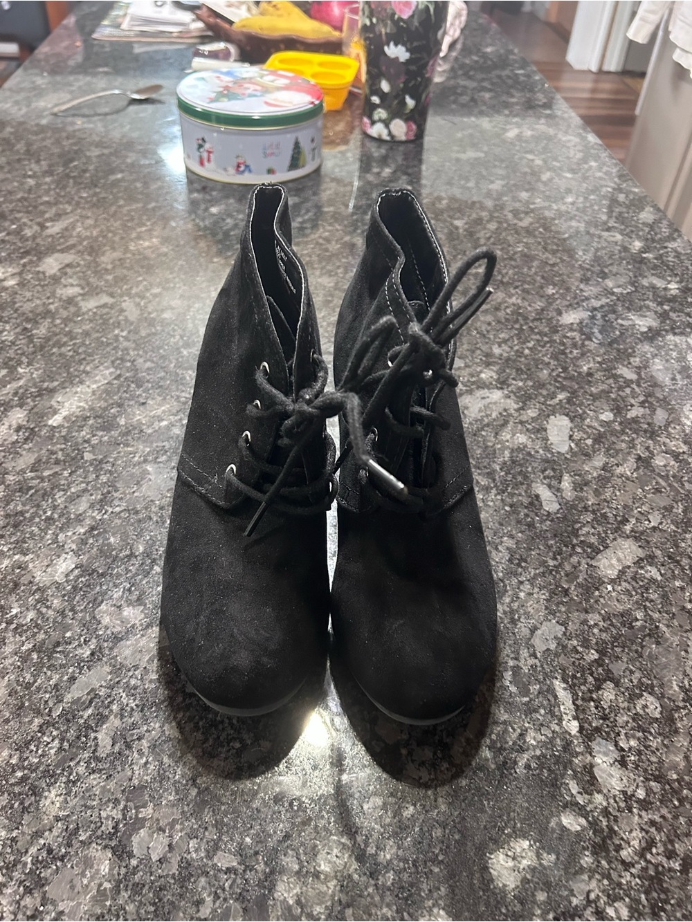 Black Lace-Up Ankle Boots for Women